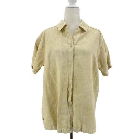 Vintage Fresh Produce Linen Relaxed Fit Pale Yellow Button Shirt Top Adult Small - Picture 1 of 7